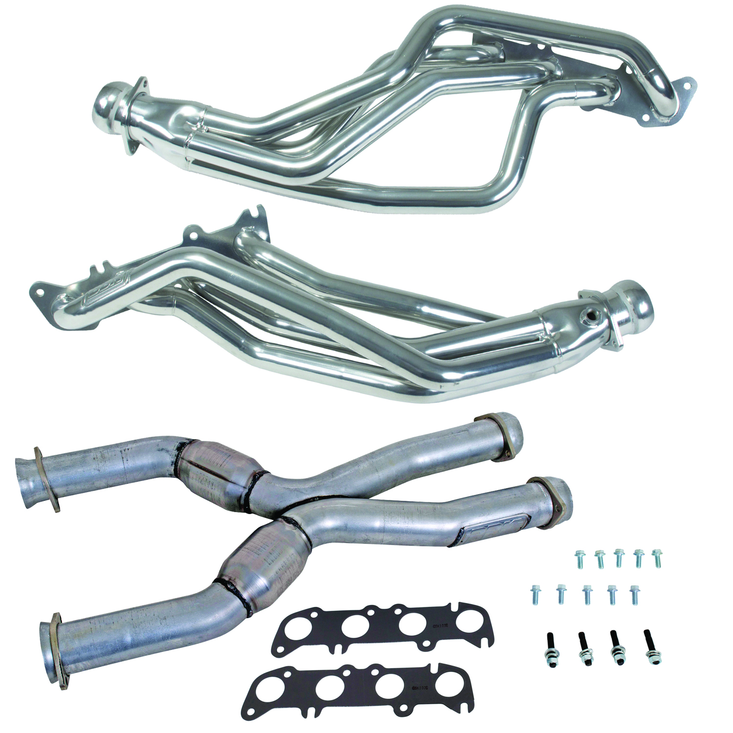 BBK Performance Parts 16343 86-04 MUSTANG COYOTE SWAP 1-3/4\" LONG TUBE HEADERS PLUS MID PIPE (SILVER)